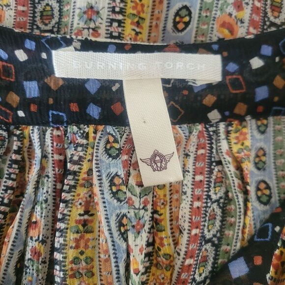 Anthropologie Burning Torch Silk Peasant Blouse Size XS - Picture 5 of 6